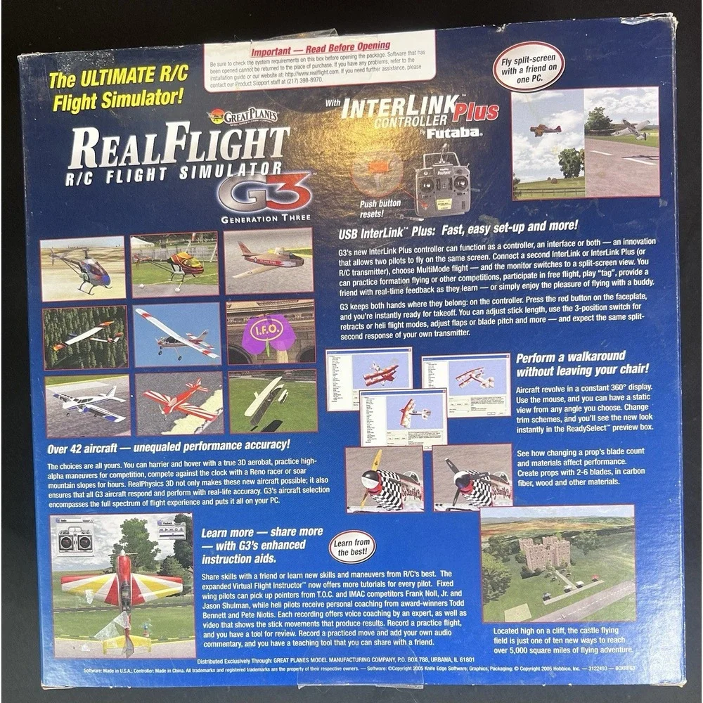 Great Planes Real Flight G3‎ R/C Flight Simulator w/controller & 2 discs